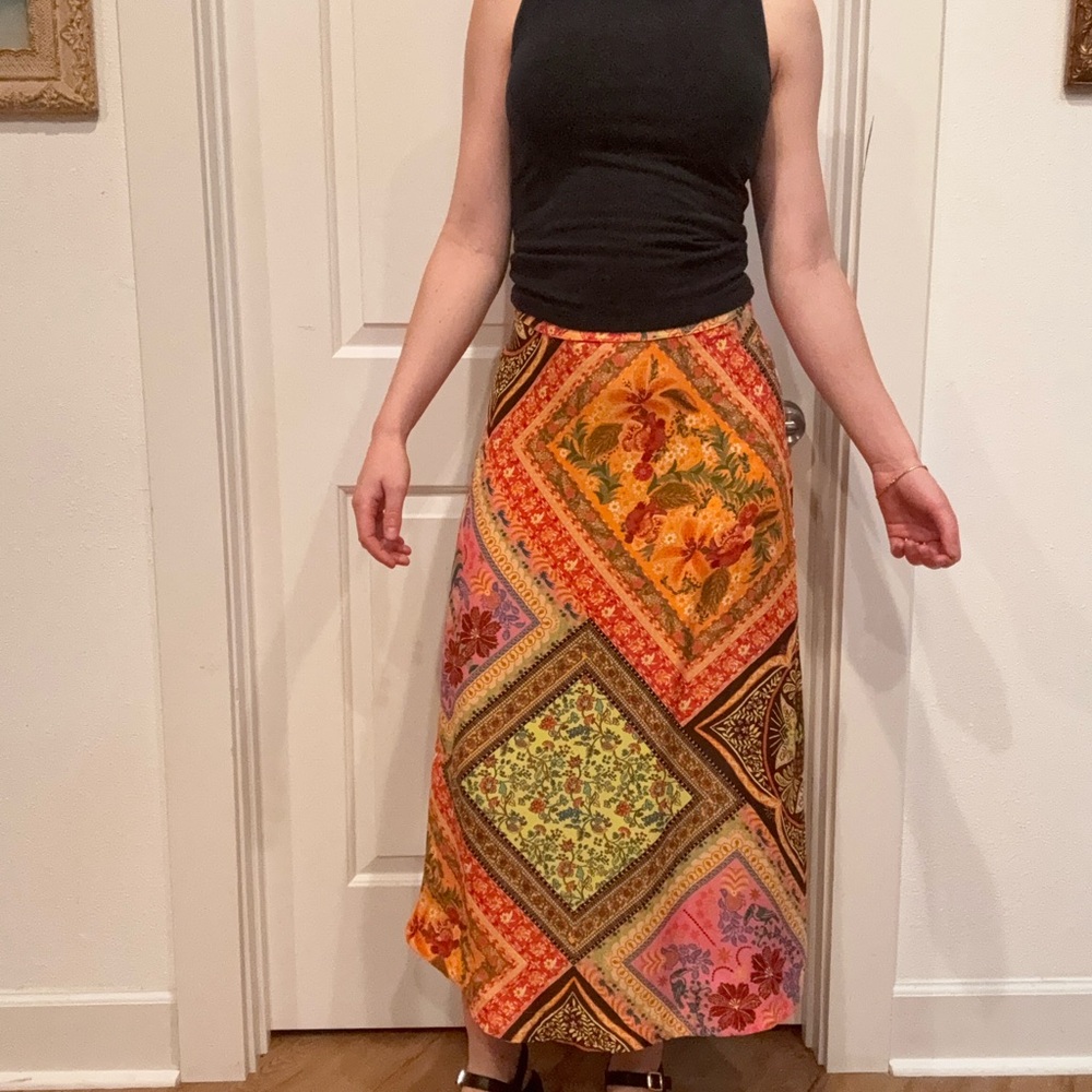 FARM Rio Floral Patchwork Midi Skirt